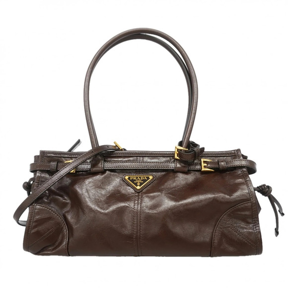 PRADA Handbags - Prada Bonnie Leather Handbag, Brown, Women's